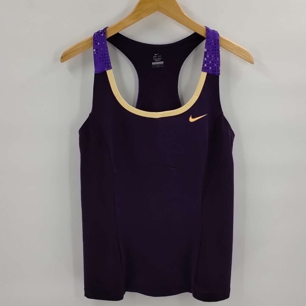 Nike dri-fit racerback two-tone purple with yellow trim size large athletic tank